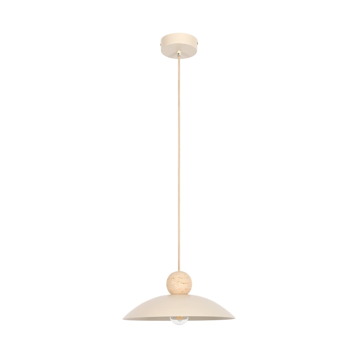 Holland Wide Pendant in Beige with Natural Travertine-img-1