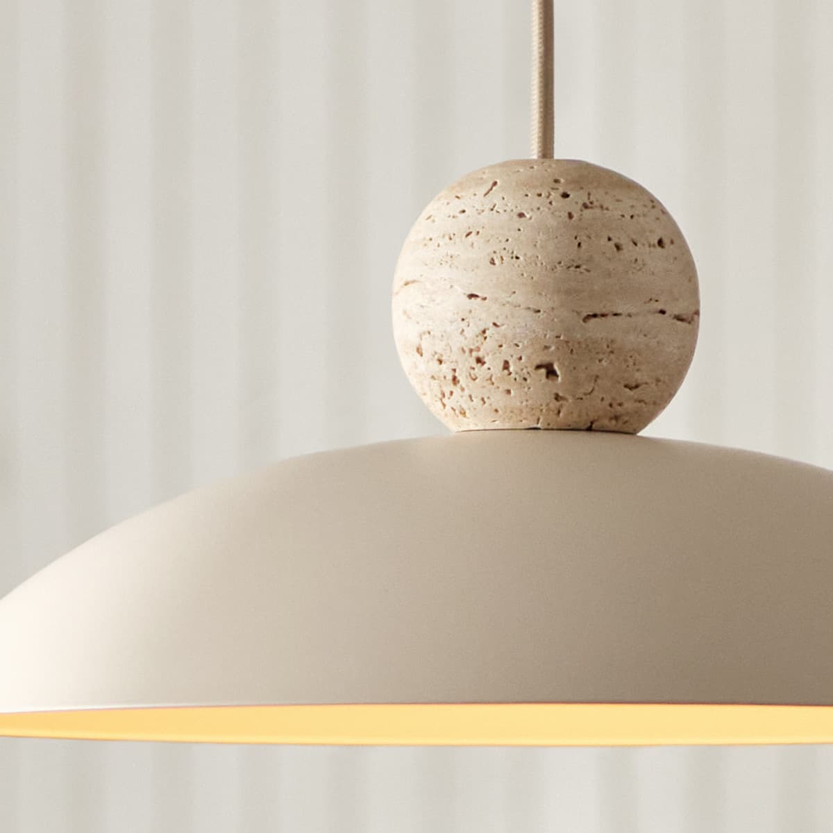 Holland Wide Pendant in Beige with Natural Travertine-img-3