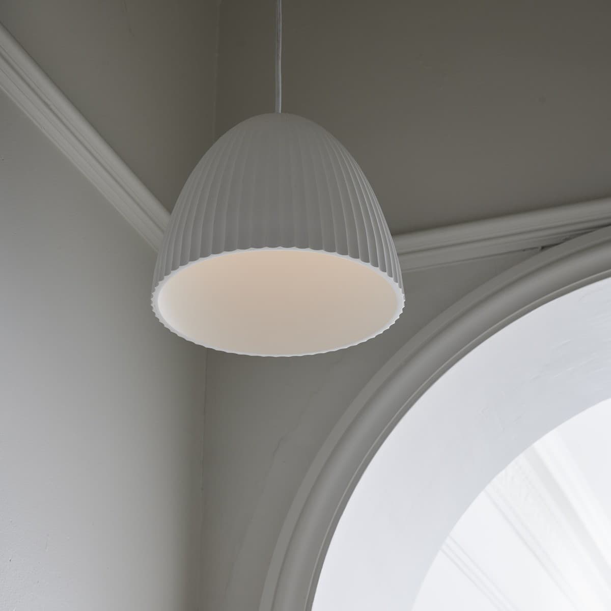 MFL Bianco 1 Light Small Dome Pendant in Ribbed White Gypsum-img-2