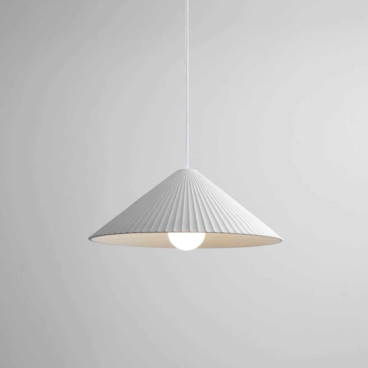 MFL Bianco 1 Light Large Conical Pendant in Ribbed White Gypsum-img-3