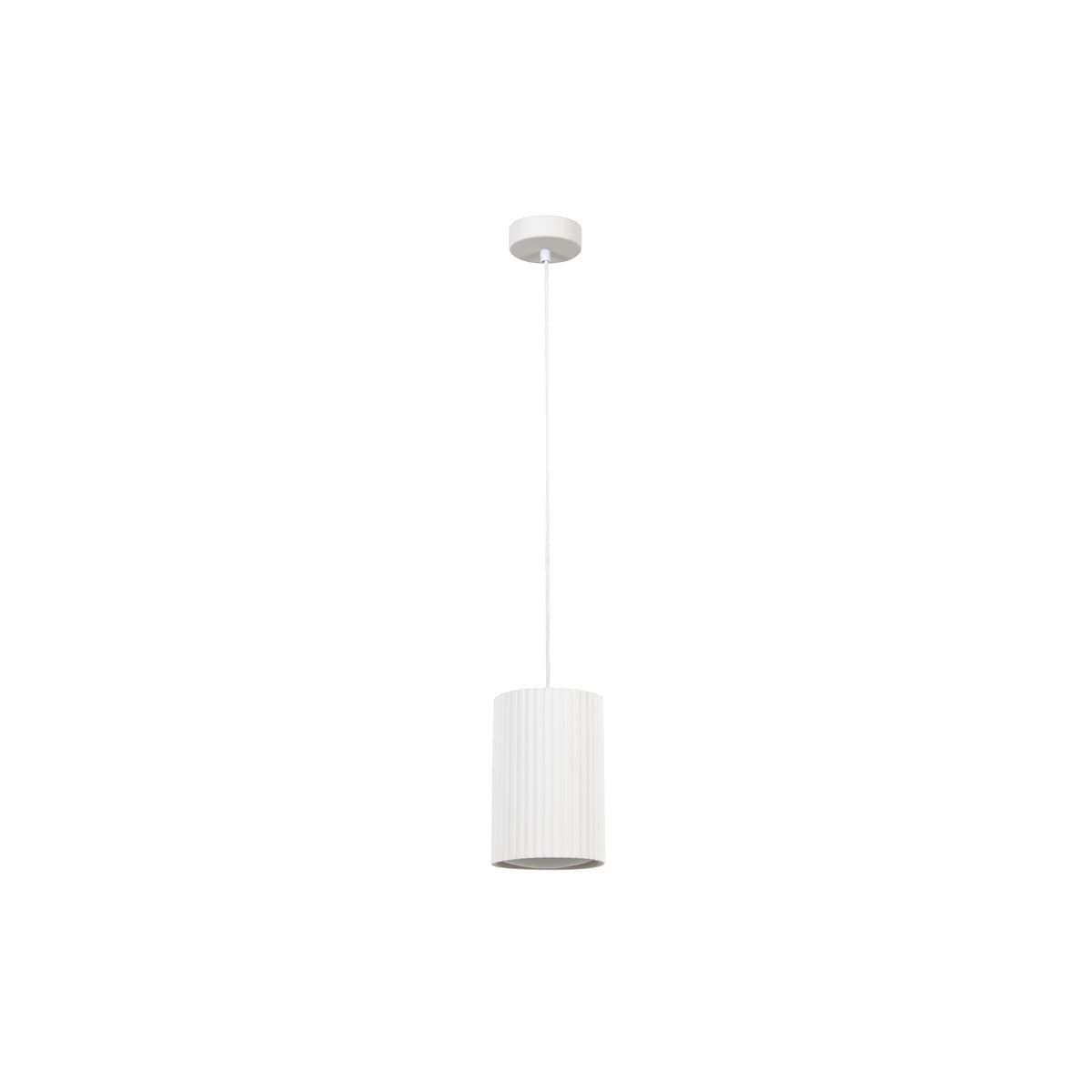 MFL Gypsum 1 Light Large Cylinder Pendant in Ribbed White-img-1