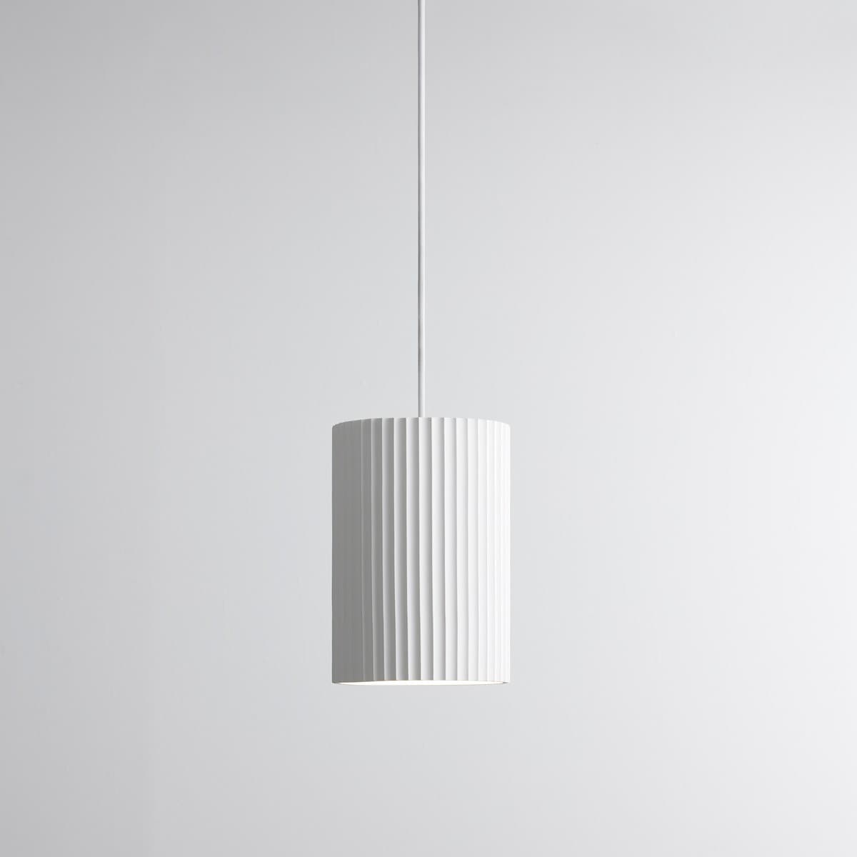 MFL Gypsum 1 Light Large Cylinder Pendant in Ribbed White-img-3