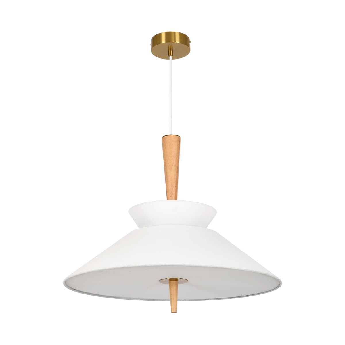 Wirth 5 Light 600mm Pendant in Oak with White Linen