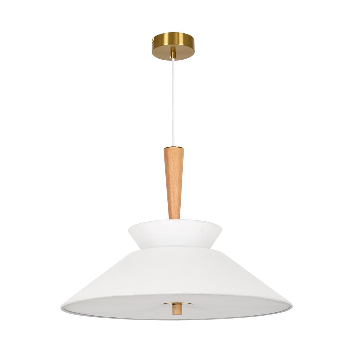 Wirth 5 Light 600mm Pendant in Oak with White Linen