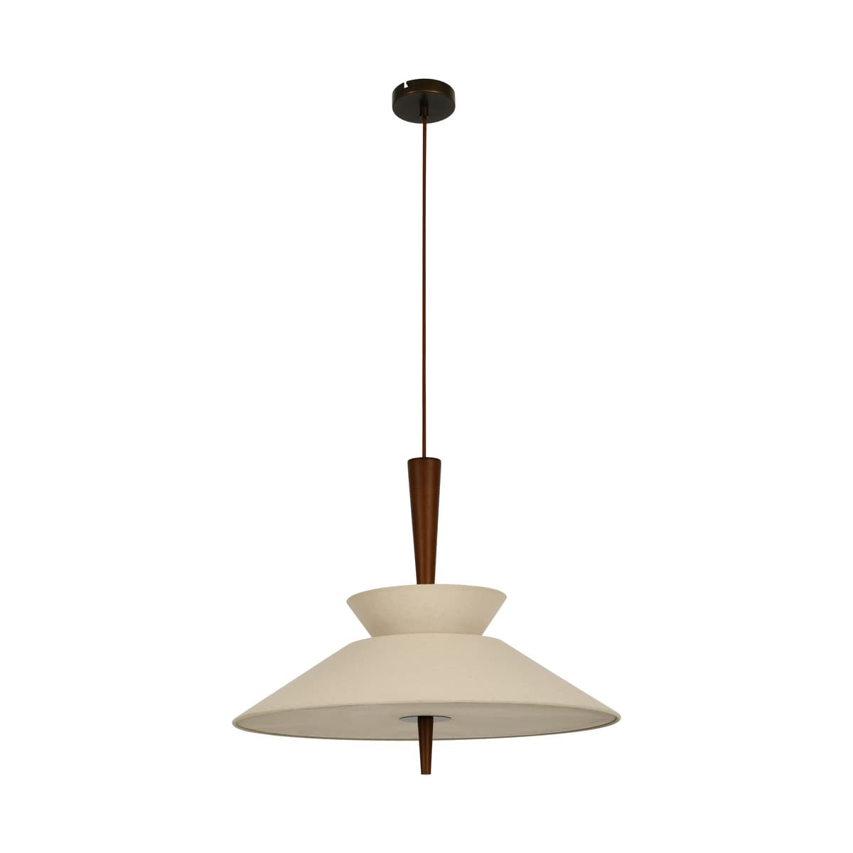 Wirth 5 Light 600mm Pendant in Walnut with Natural Linen