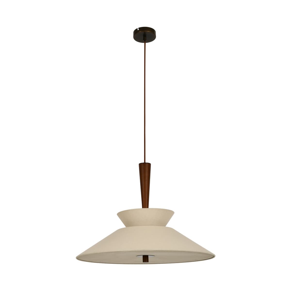 Wirth 5 Light 600mm Pendant in Walnut with Natural Linen