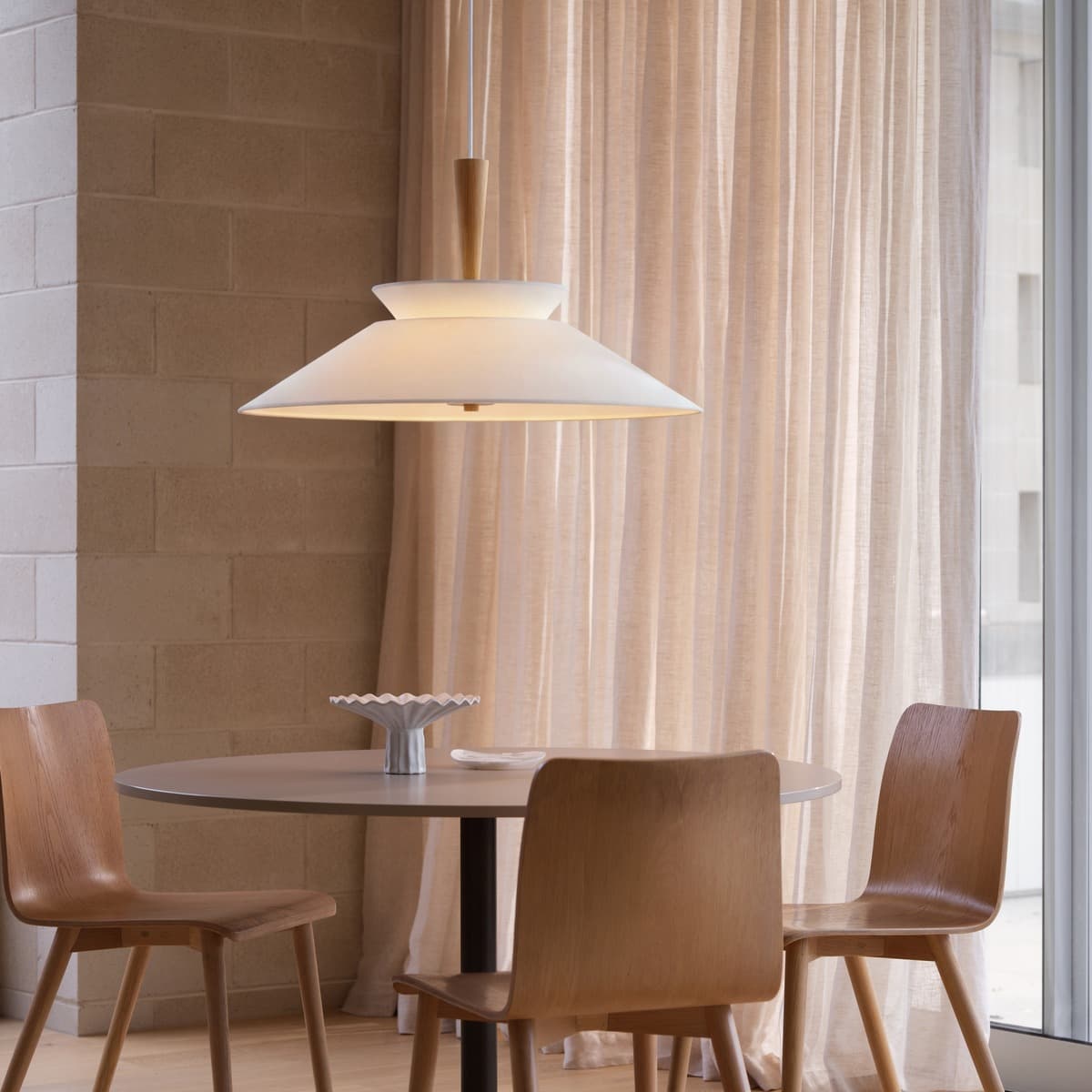 Wirth 7 Light 800mm Pendant in Oak with White Linen-img-4