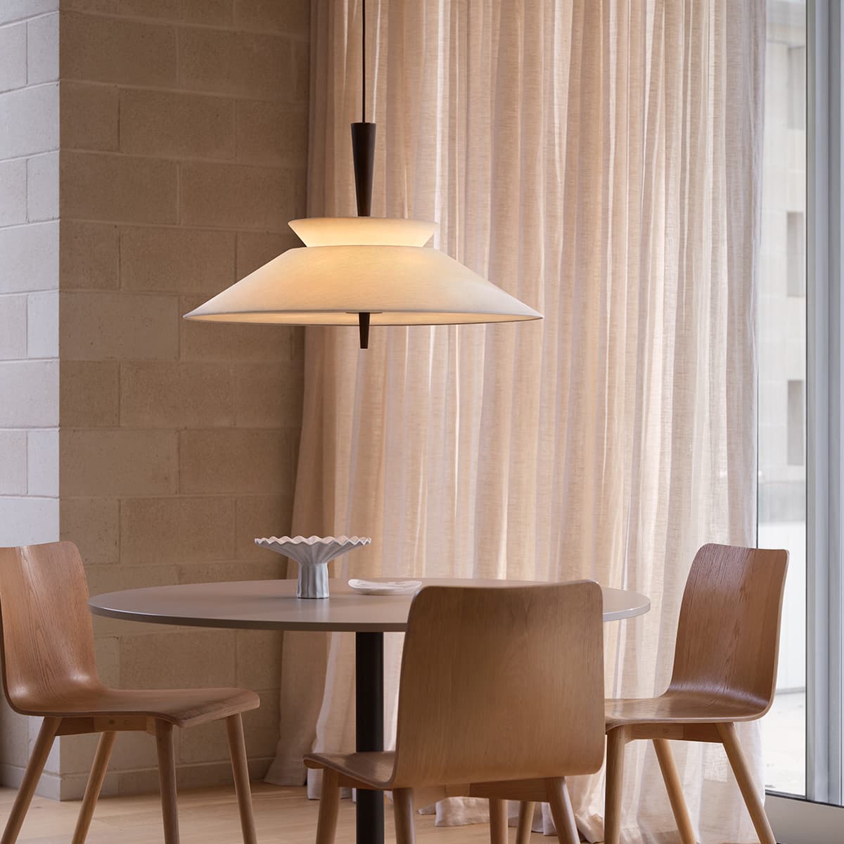 Wirth 7 Light 800mm Pendant in Walnut with Natural Linen-img-3