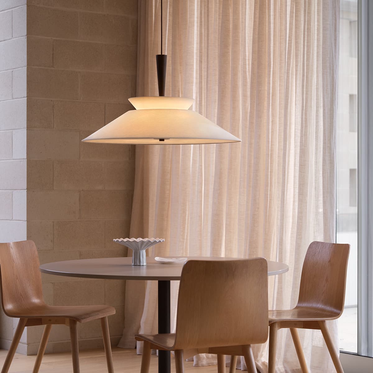 Wirth 7 Light 800mm Pendant in Walnut with Natural Linen-img-4
