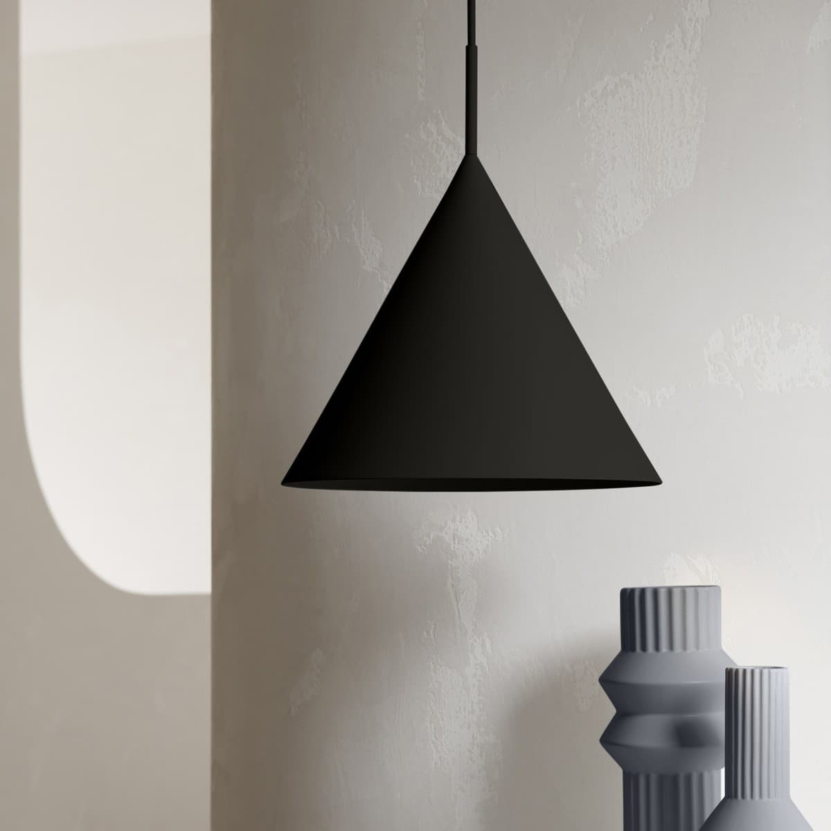 Everest 1 Light Cone Pendant in Textured Black-img-3