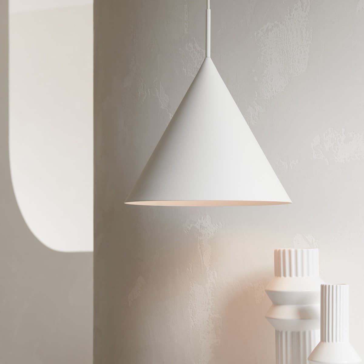 Everest 1 Light Cone Pendant in Textured Chalk-img-3