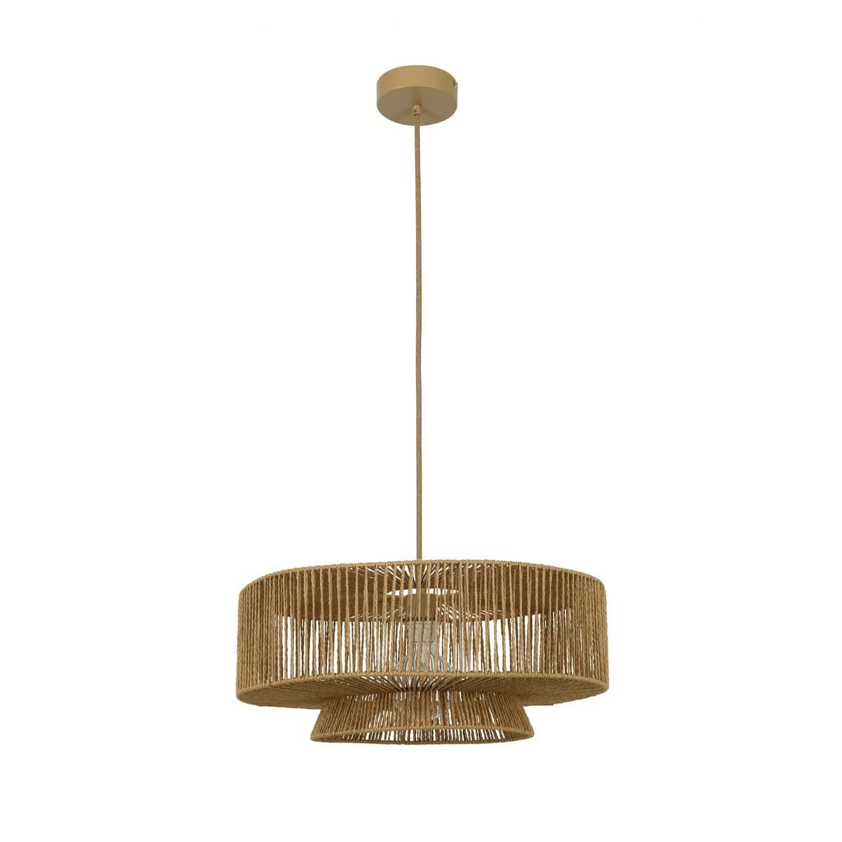 Inka 1 Light Drum Pendant in Natural Weave