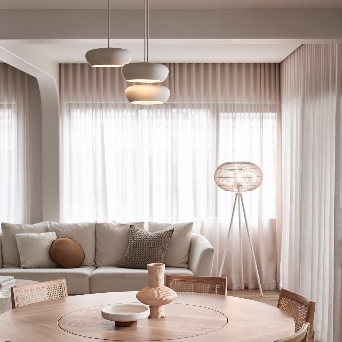 Fjord 1 Light Squat Pendant in Stone Concrete-img-8
