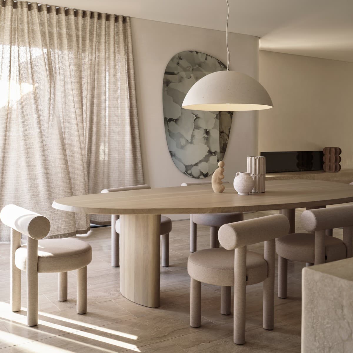 Fjord 1 Light Large Dome Pendant in Stone Concrete-img-2