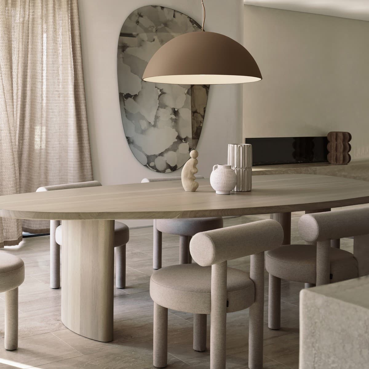Fjord 1 Light Large Dome Pendant in Clay Gypsum-img-2