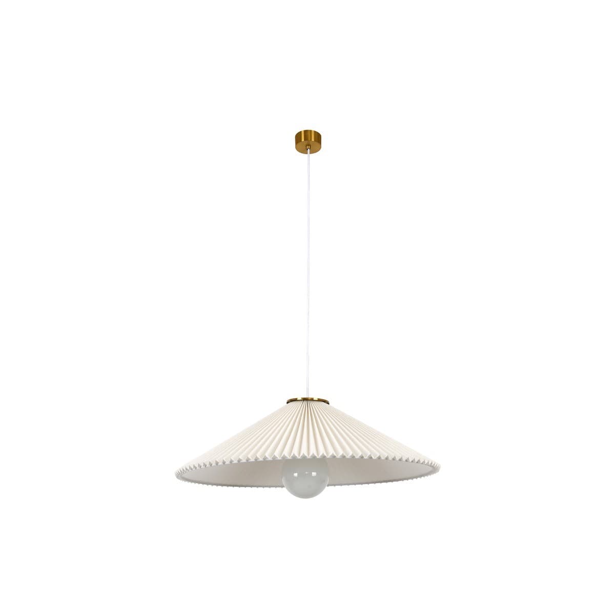 Amore 1 Light Large Pendant in Brass with Pleated White Linen-img-1