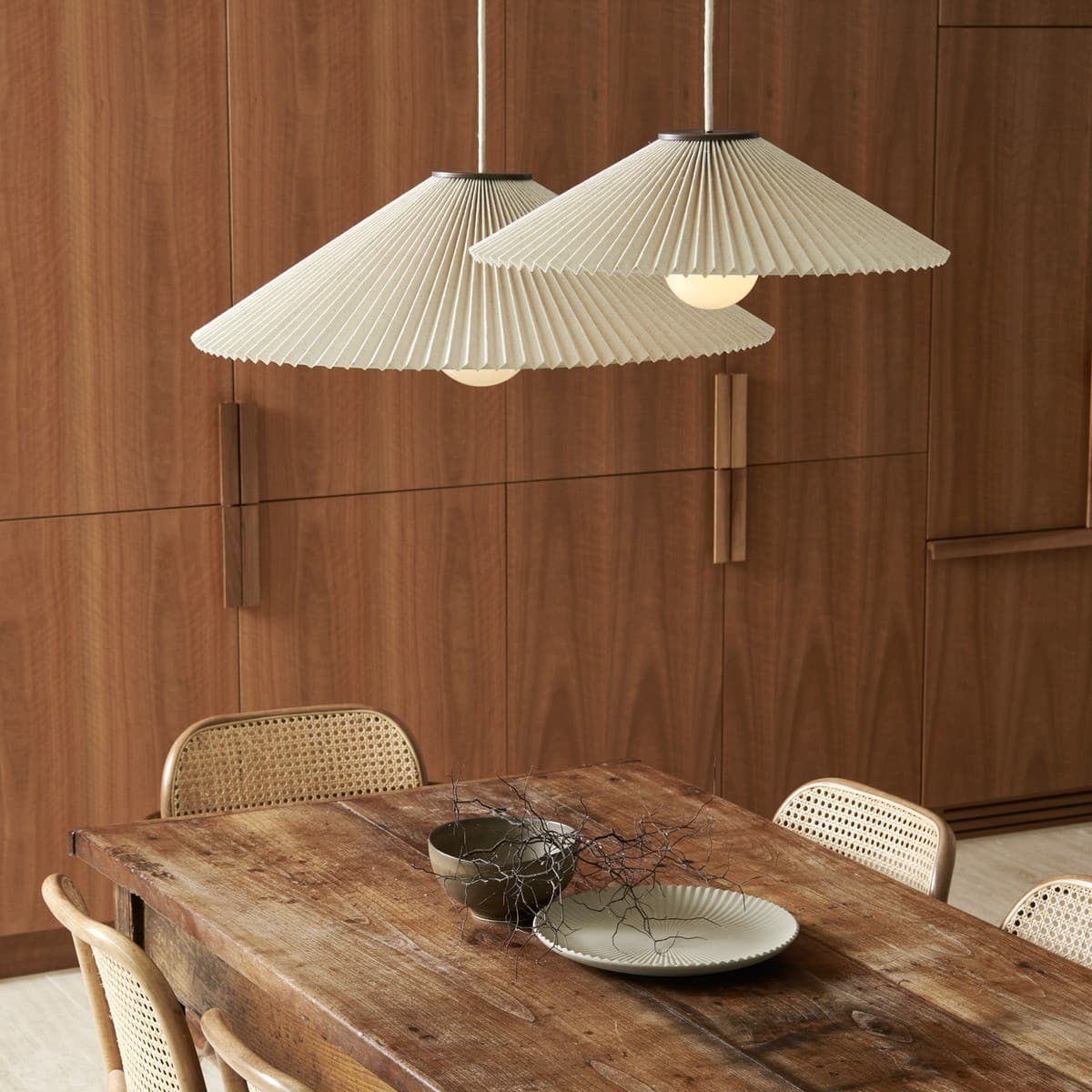 Amore 1 Light Large Pendant in Bronze with Pleated Natural Linen-img-2
