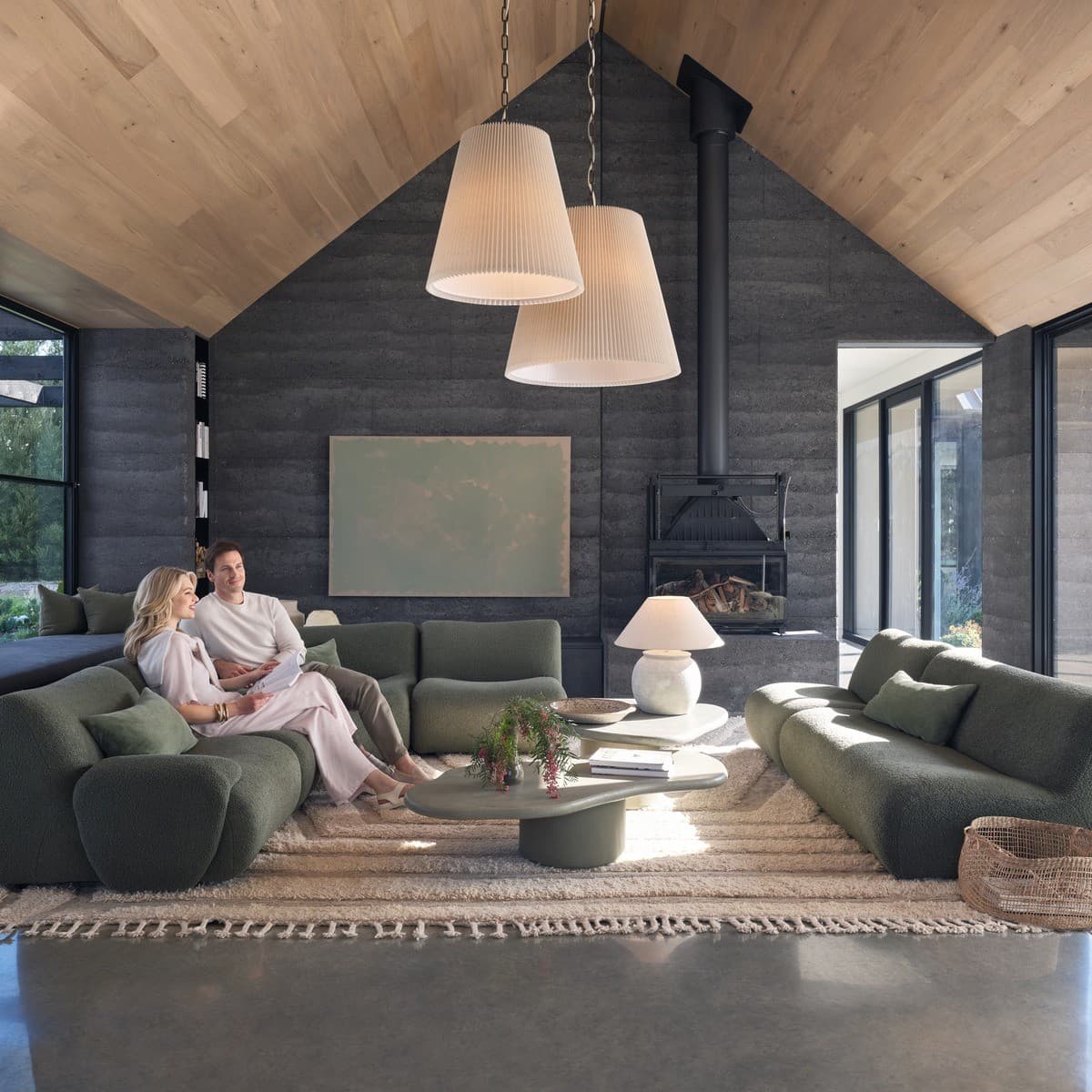 Amici 1 Light Pendant in Bronze with Pleated Natural Linen