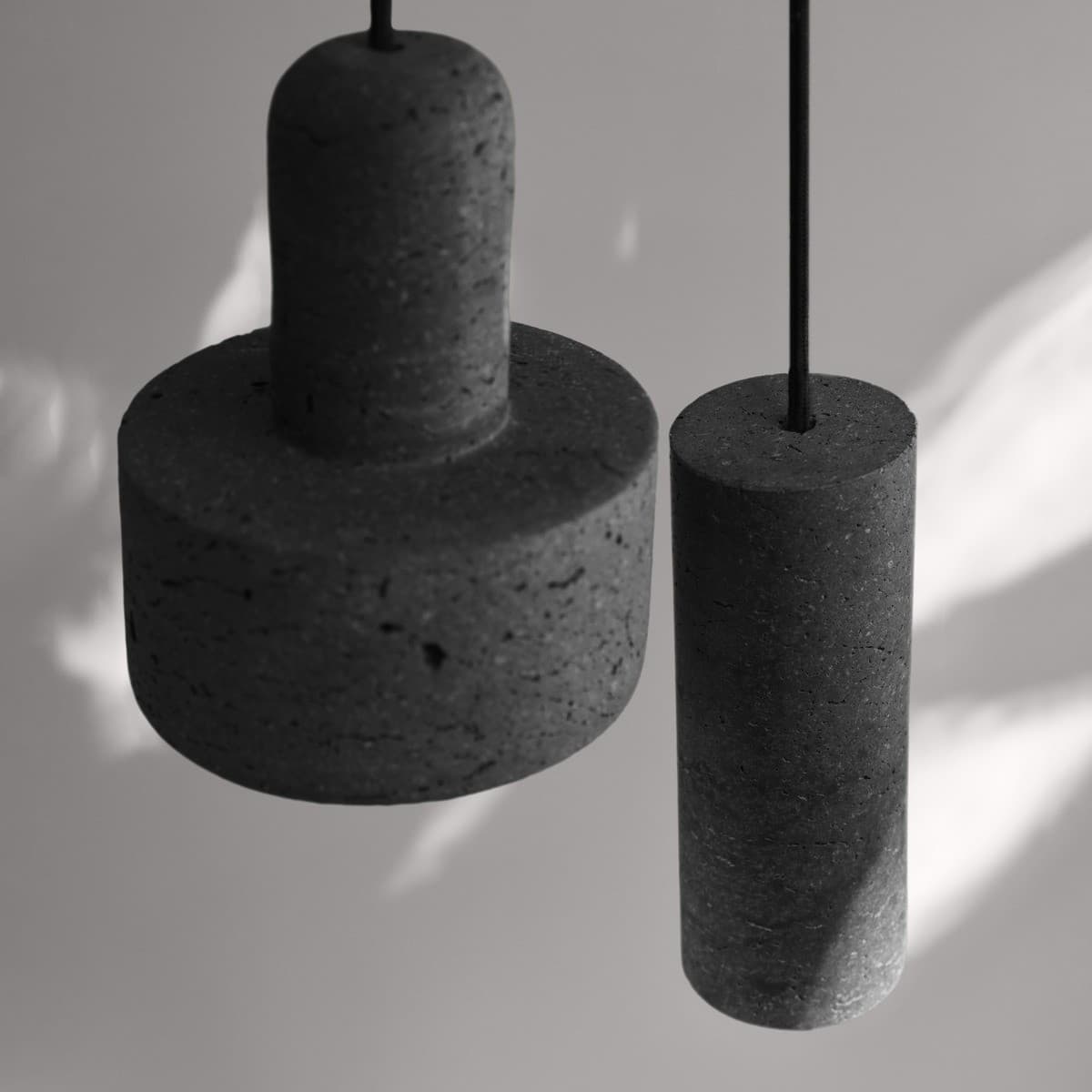 Traviato 1 Light Cylinder Pendant in Lava Stone-img-3