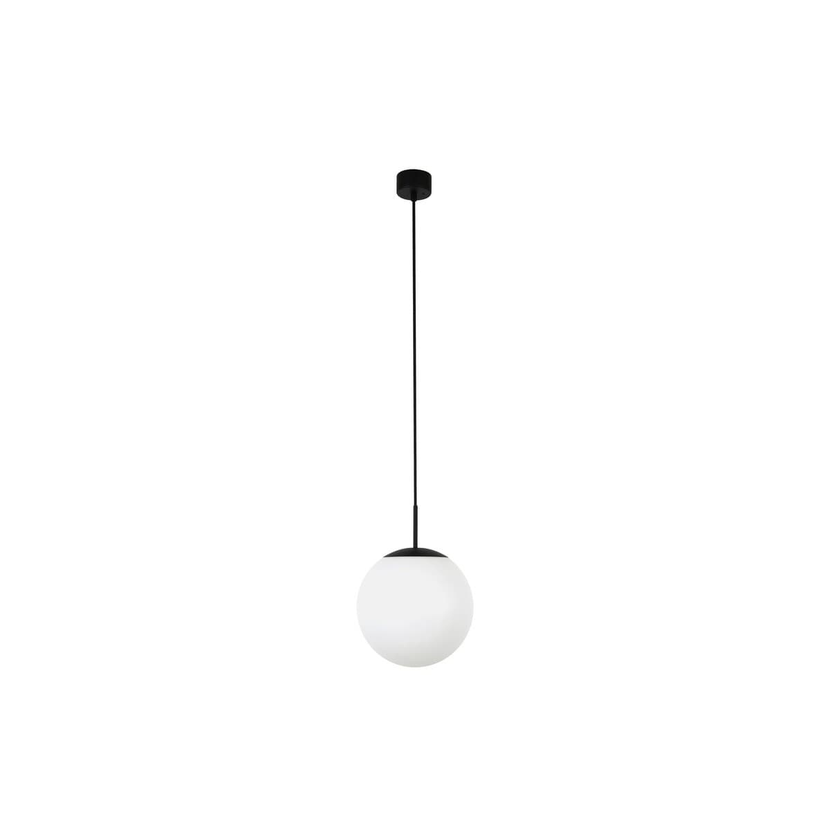 Dusk 1 Light Small Exterior IP44 Pendant in Matte Black with Opal Acrylic Shade-img-1