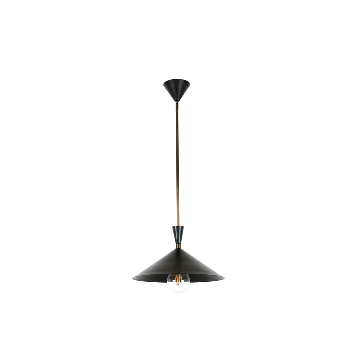 Campari 1 Light Pendant in Black with Green Marble and Bronze Details-img-1