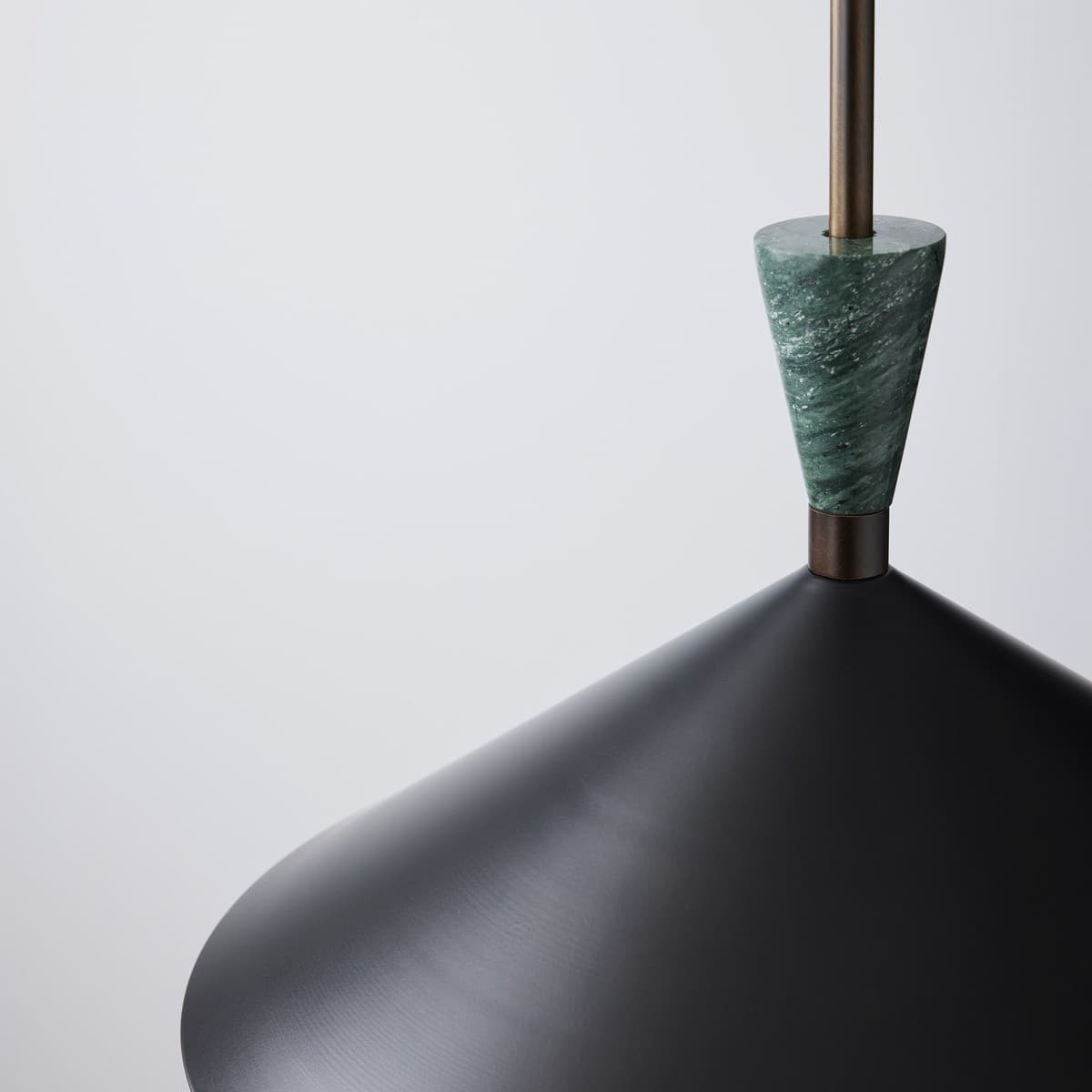 Campari 1 Light Pendant in Black with Green Marble and Bronze Details-img-3