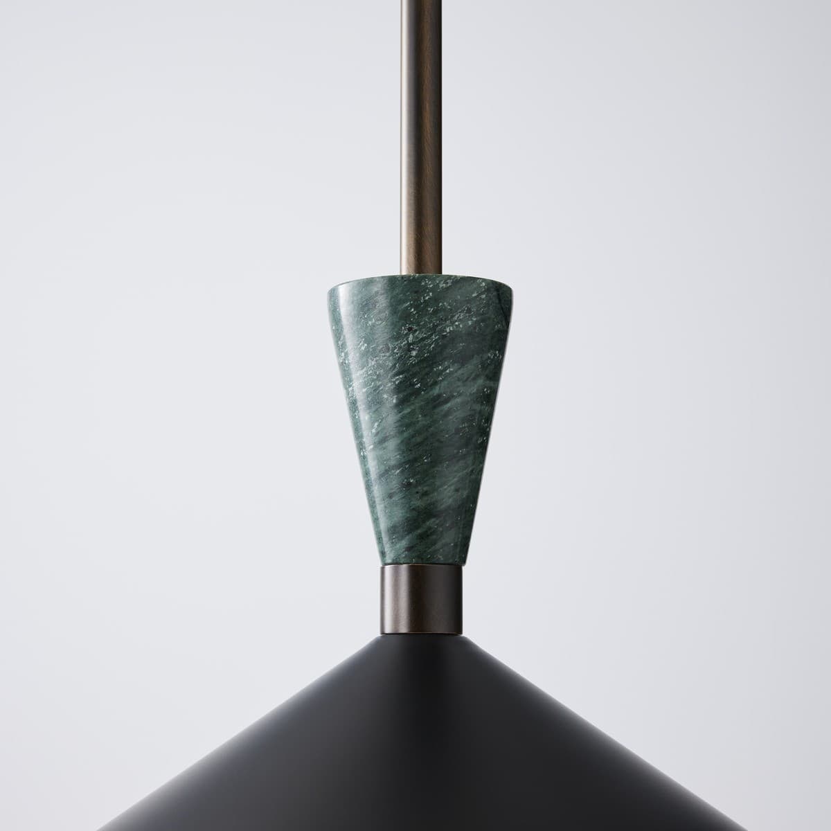 Campari 1 Light Pendant in Black with Green Marble and Bronze Details-img-4
