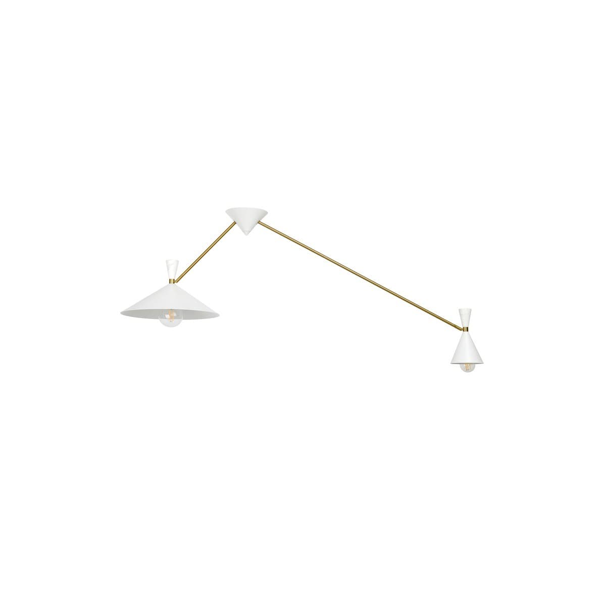 Campari 2 Light Pendant in White with White Marble and Brass Details-img-1