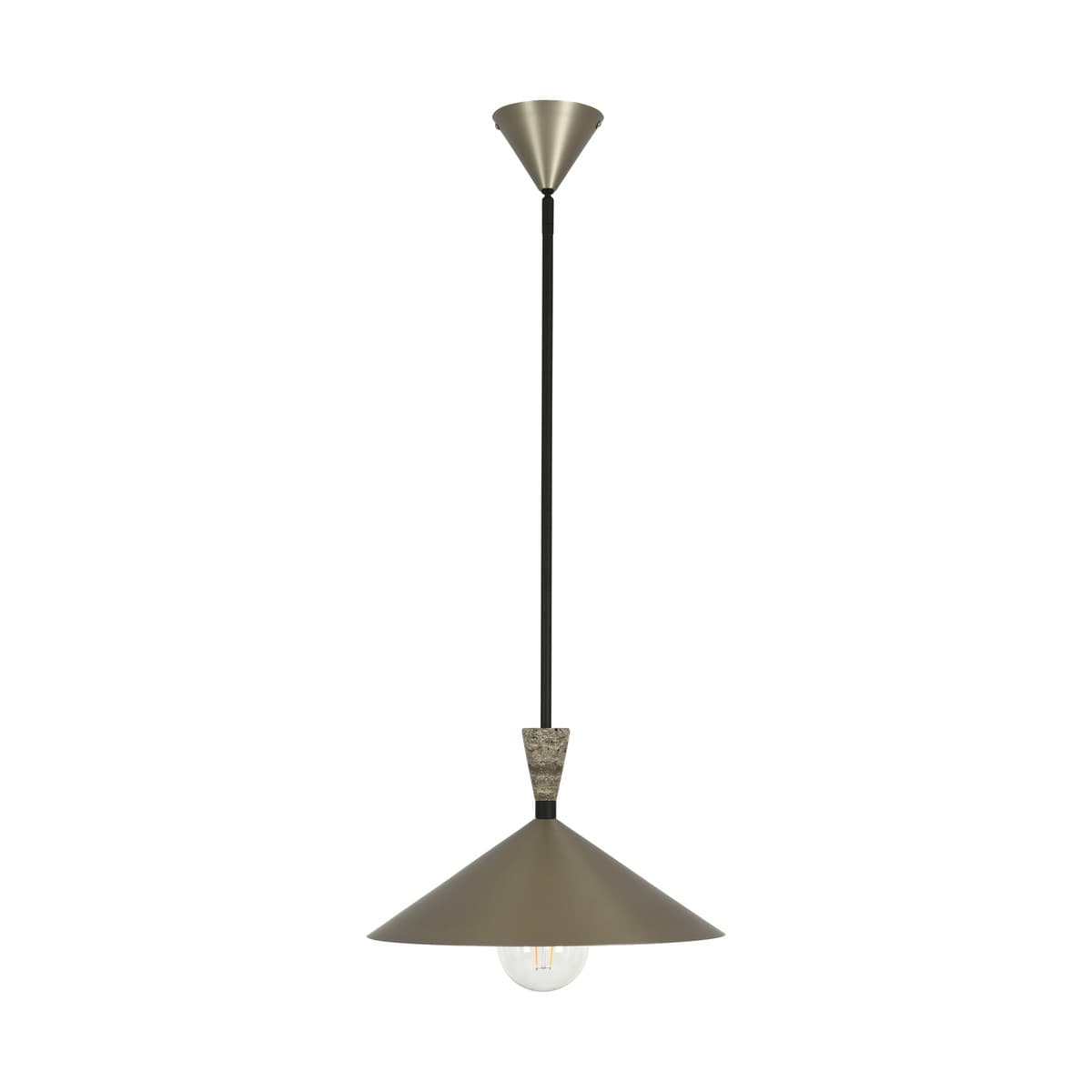 Campari 1 Light Pendant in Brushed Nickel with Silver Travertine and Textured Black Details-img-1
