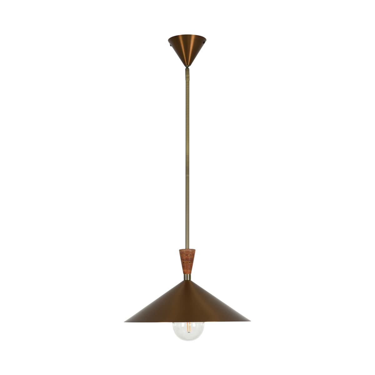 Campari 1 Light Pendant in Brushed Copper with Rose Travertine and Antique Brass Details-img-1