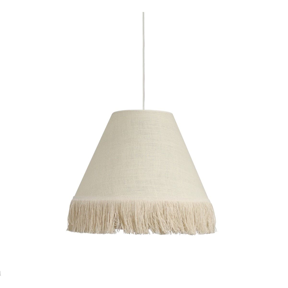 Soleado Tapered Shade Only in Bleached Hessian with Cotton Fringe-img-1