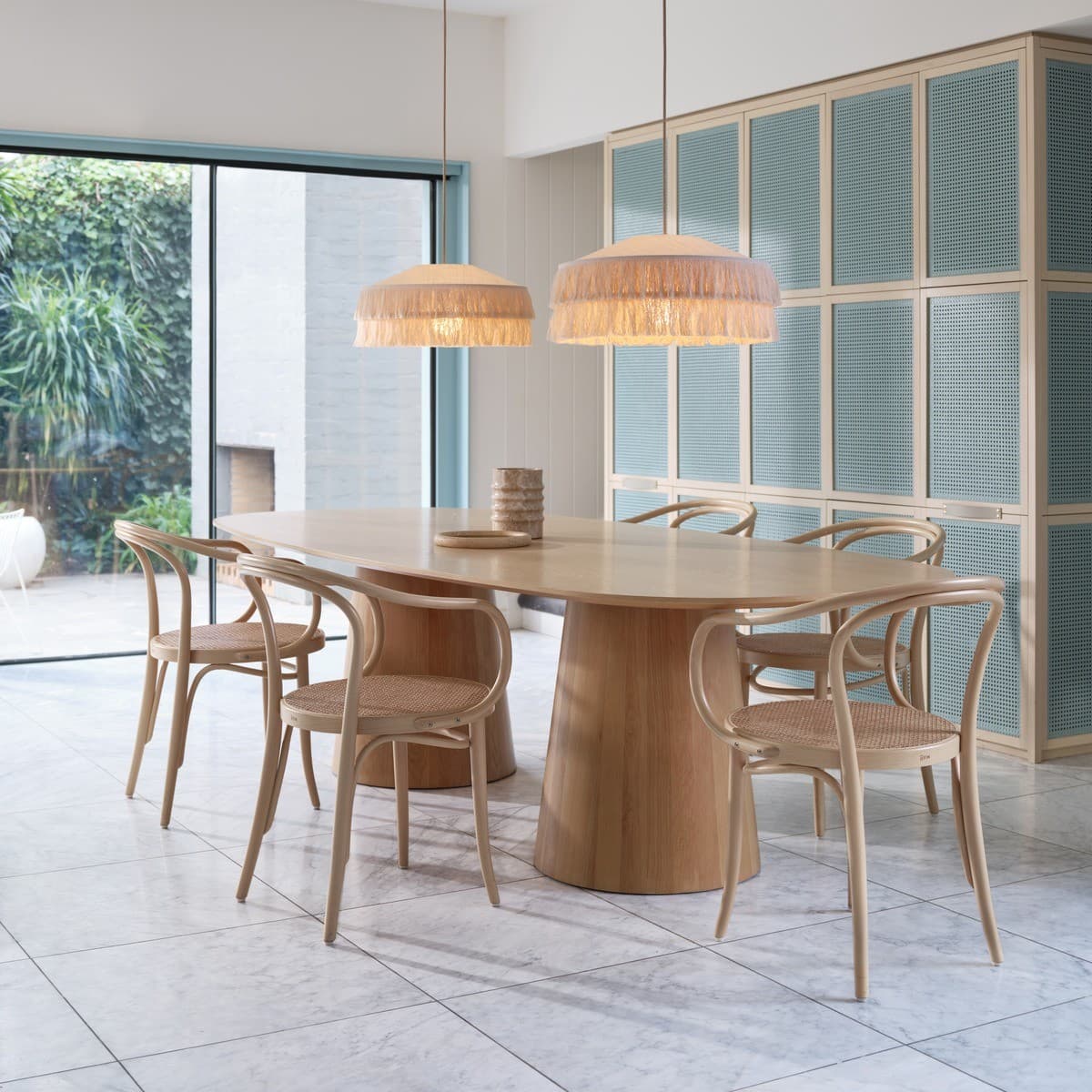 Soleado Flare Shade Only in Bleached Hessian with Cotton Fringe-img-2
