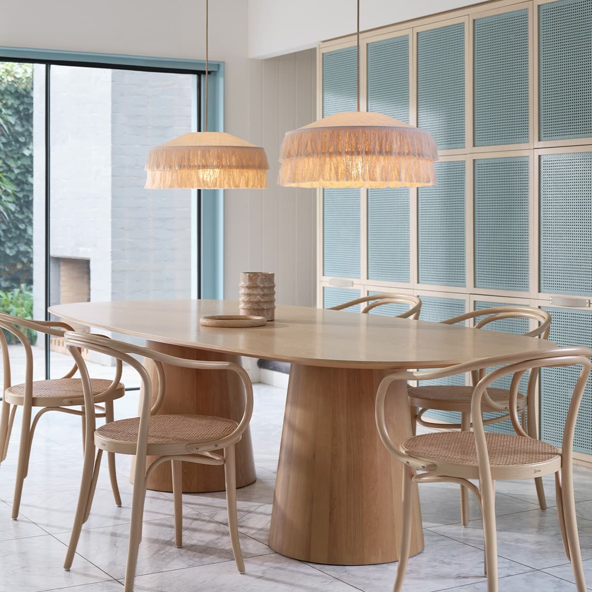 Soleado Flare Shade Only in Bleached Hessian with Cotton Fringe-img-4