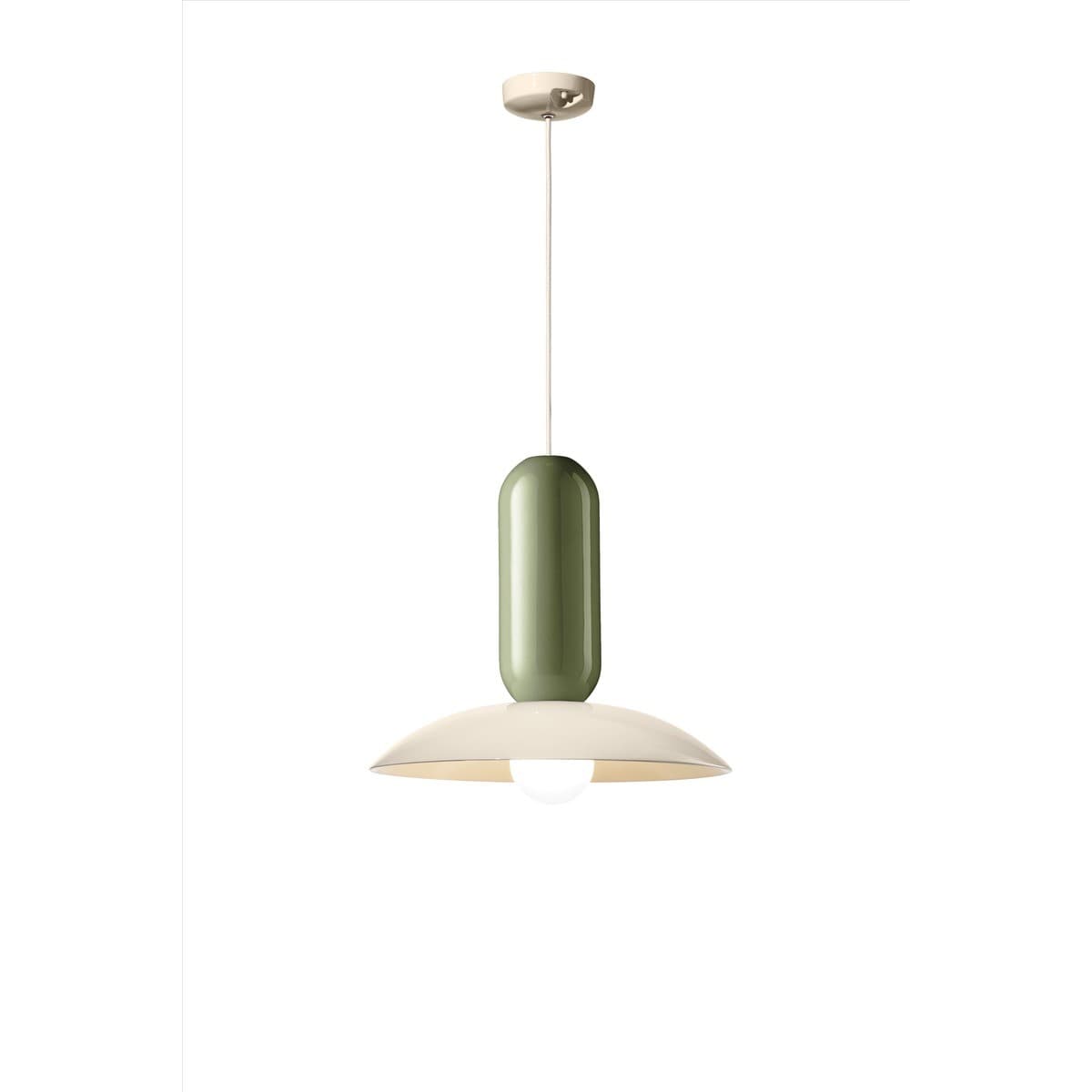 Pau 1 Light Pendant in Sage Green/Cream-img-1