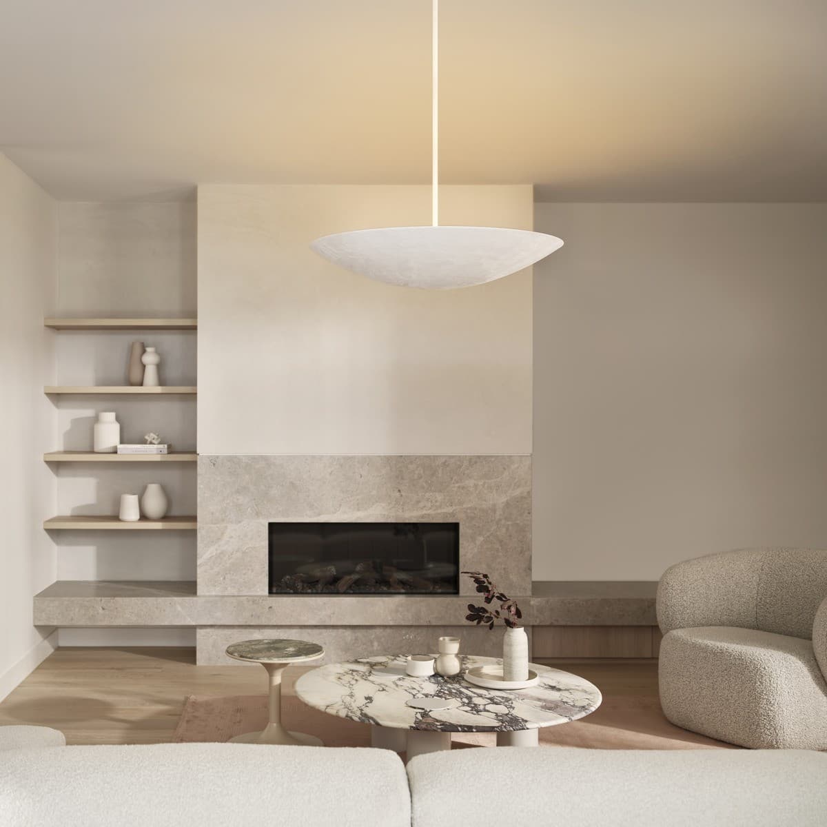 Sierra 5 Light Large Pendant Uplighter in Textured White