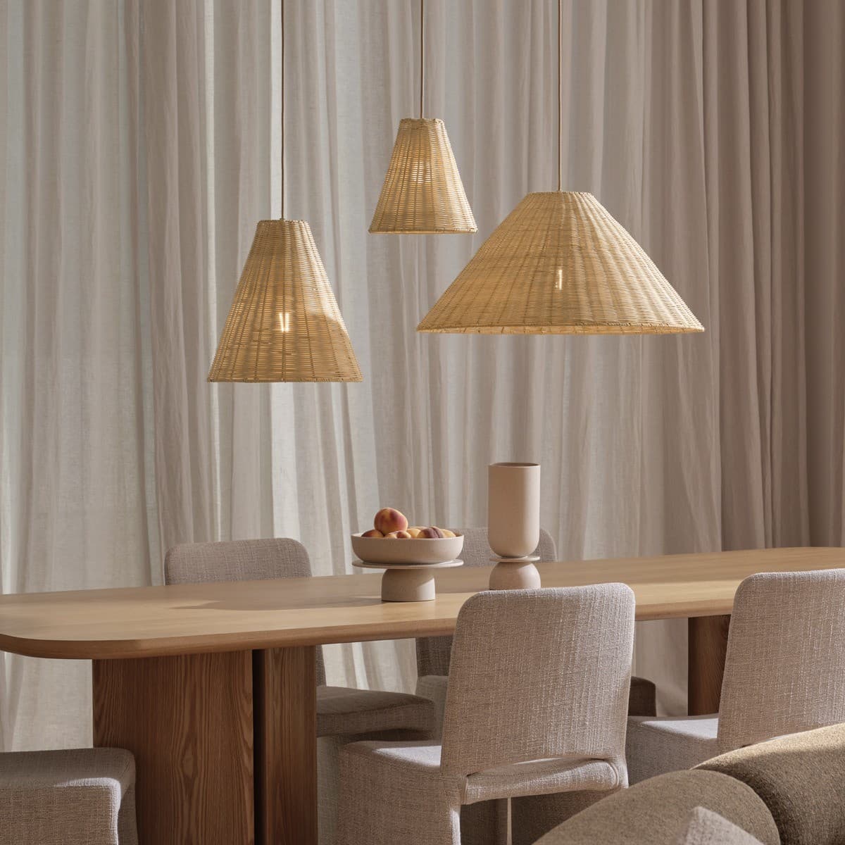 Kasa 1 Light Wide Pendant in Natural Rattan-img-3