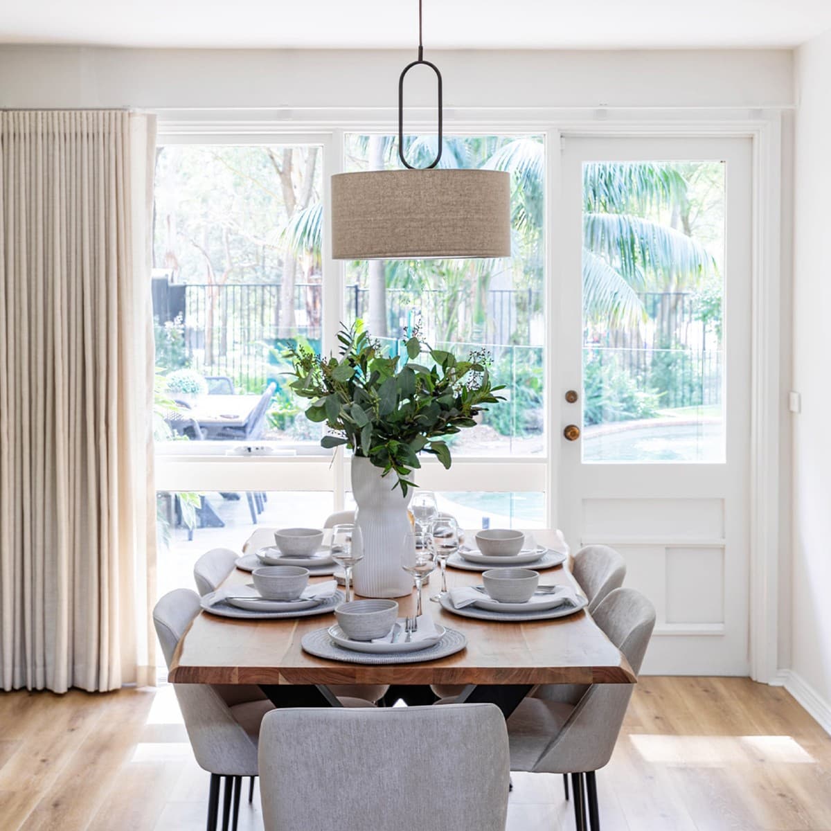 Florence 3 Light Pendant in Bronze with Natural Linen-img-2
