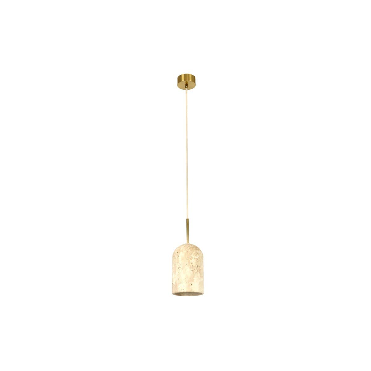 Made by Mayfair Rhodes 1 Light Small Pendant in Natural Travertine with Aged Brass Details-img-1