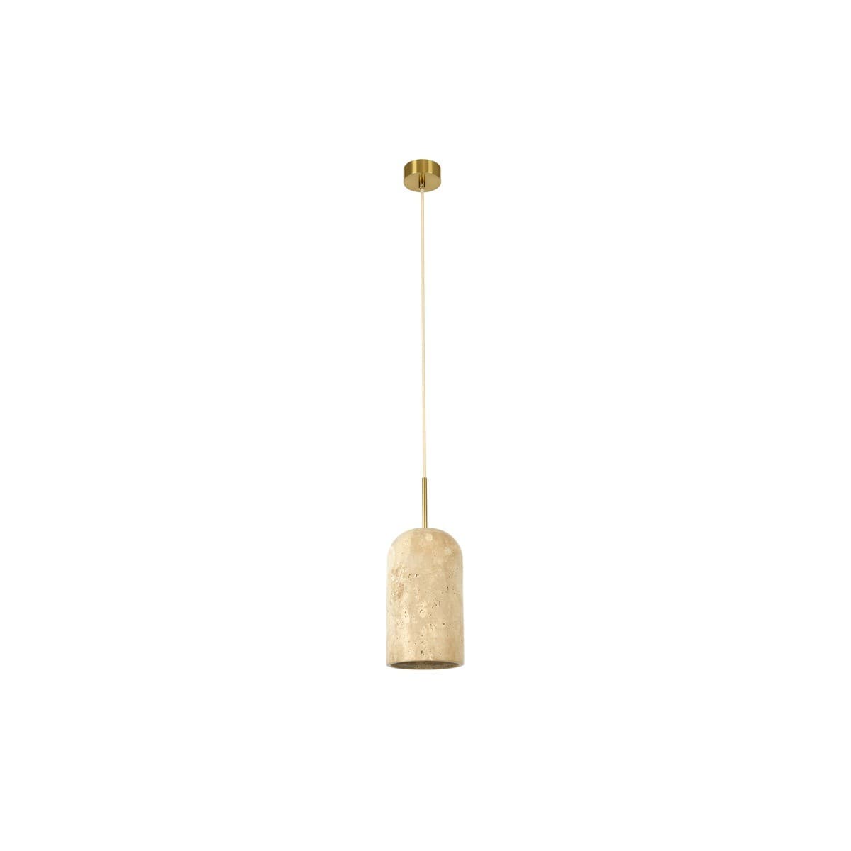 Made by Mayfair Rhodes 1 Light Large Pendant in Natural Travertine with Aged Brass Details-img-1