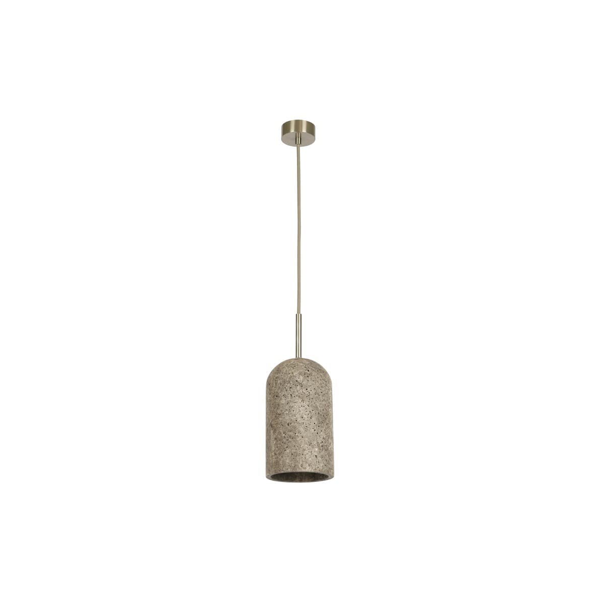 Made by Mayfair Rhodes 1 Light Large Pendant in Silver Travertine with Brushed Nickel Details-img-1