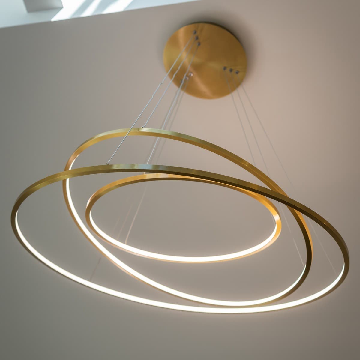 Multiply 3 Light LED Colour-Shifting Ring Pendant in Brass