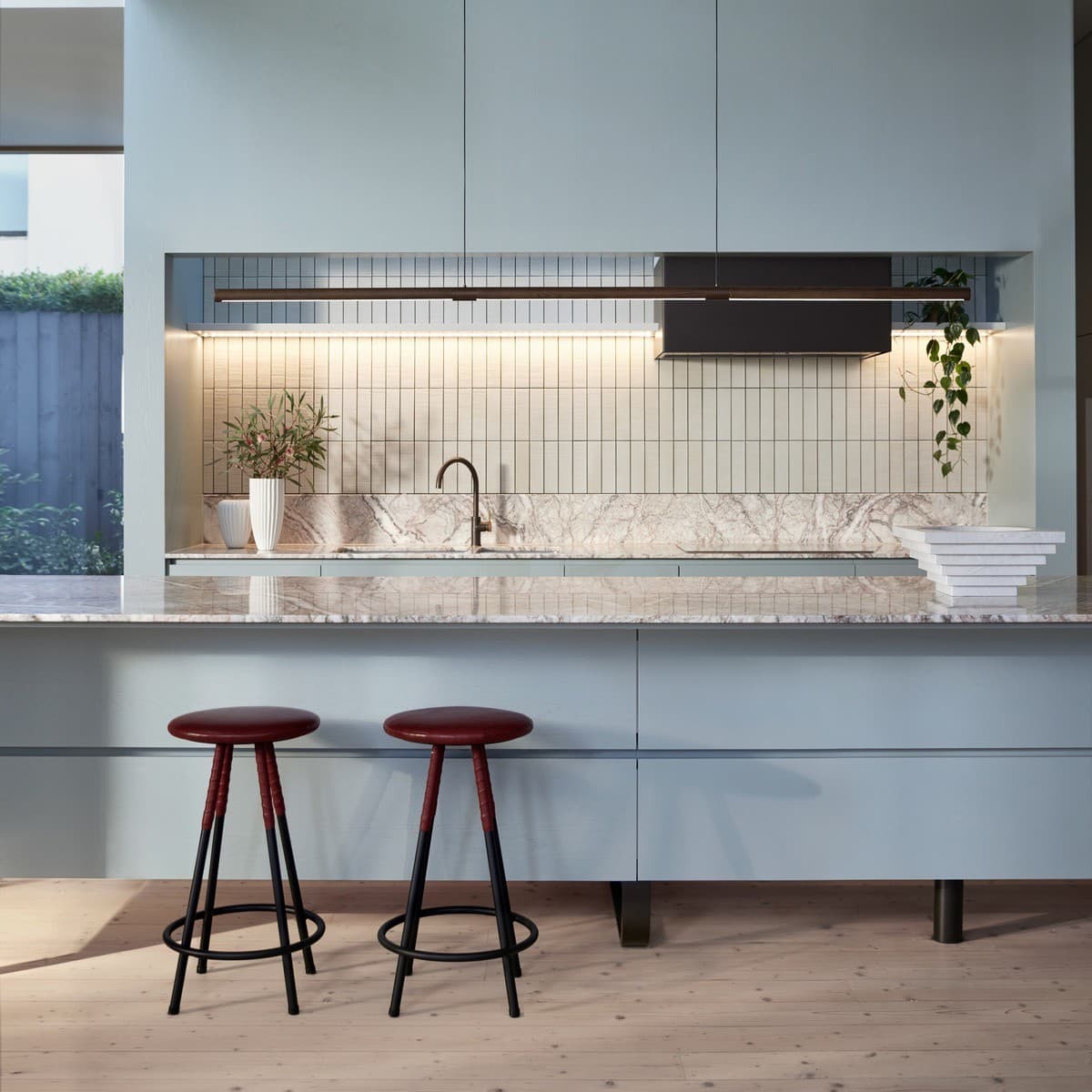Alby 2.2m LED Colour-Shifting Pendant in Walnut with Bronze Details-img-3