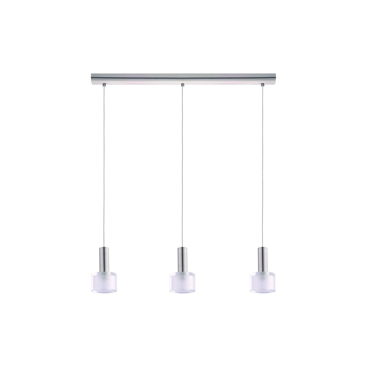 Pharos 3 Light LED Pendant in Brushed Chrome with Clear Glass