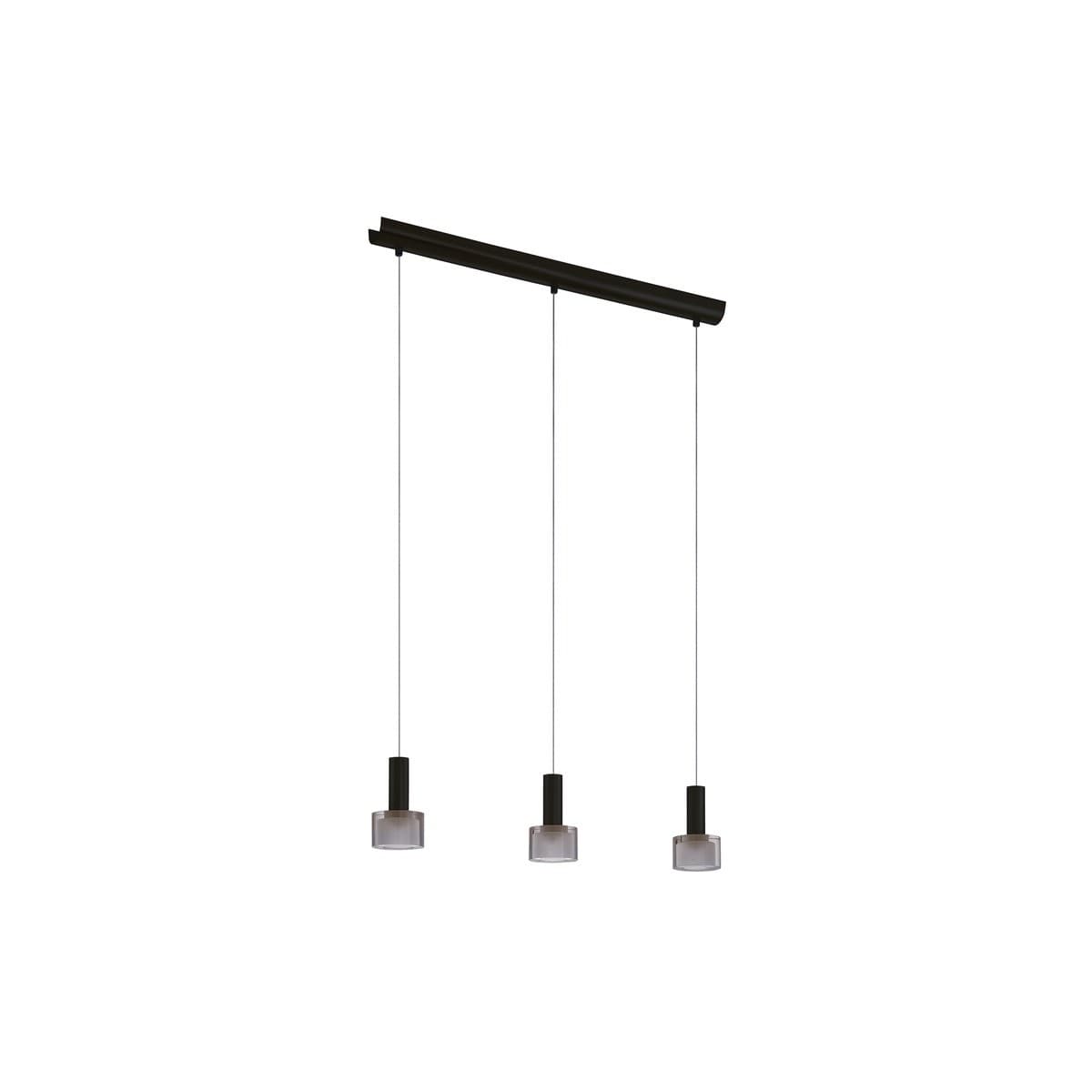 Pharos 3 Light LED Pendant in Black with Smoke Glass-img-1