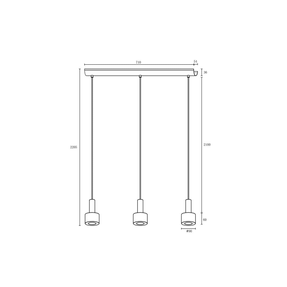 Pharos 3 Light LED Pendant in Black with Smoke Glass-img-2