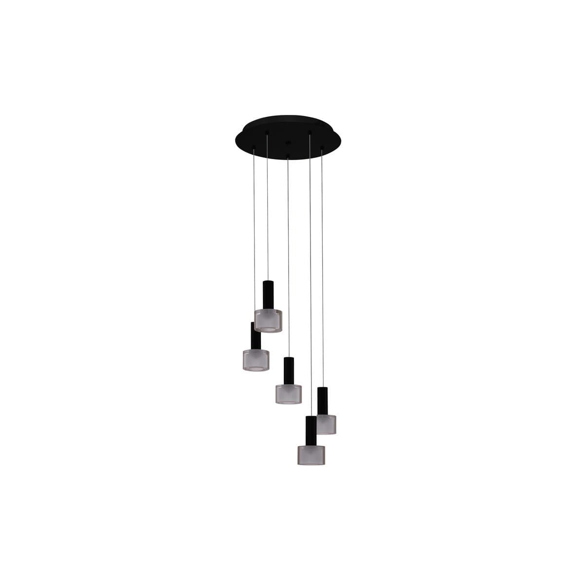 Pharos 5 Light LED Pendant in Black with Smoke Glass-img-1