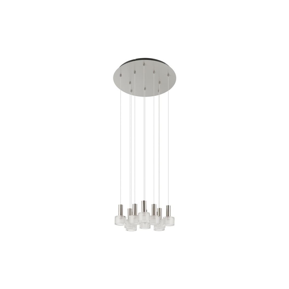 Pharos 10 Light LED Pendant in Brushed Chrome with Clear Glass