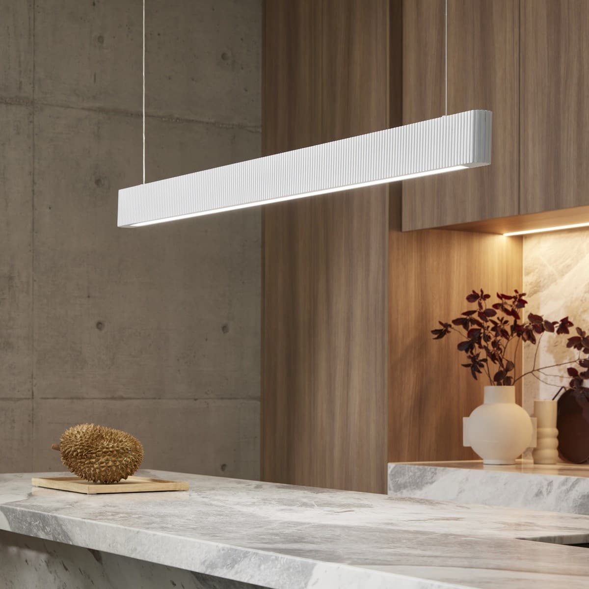 Cedar 1.5m LED Colour-Shifting Pendant in Ribbed White Wood-img-3