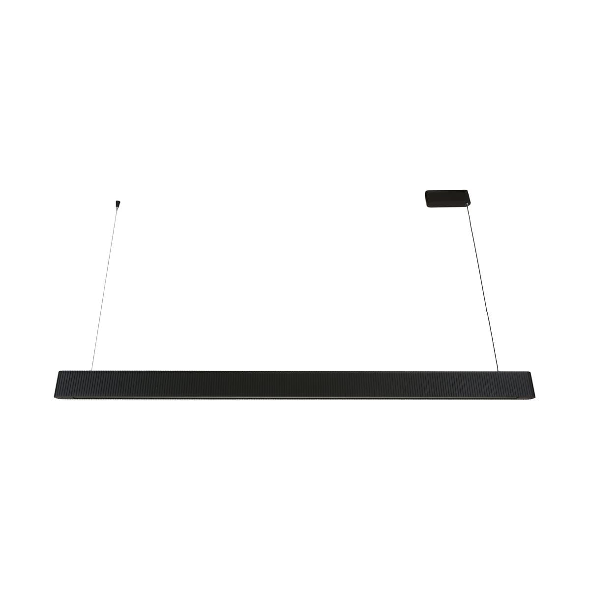 Cedar 1.8m LED Pendant with Extended Suspension in Ribbed Black Wood