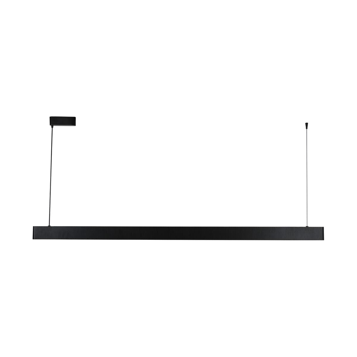 Cedar 2.2m LED Pendant with Extended Suspension in Ribbed Black Wood